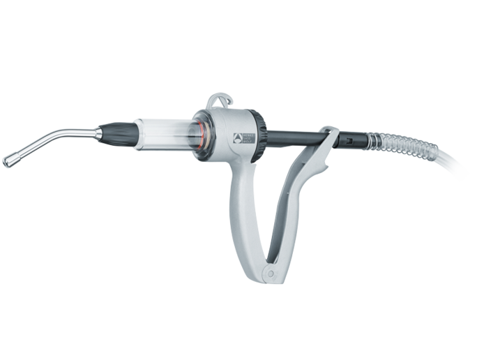 Picture of the HSW ECO-MATIC drencher with drench nozzle by Henke Sass Wolf in the field drenchers of veterinary products.